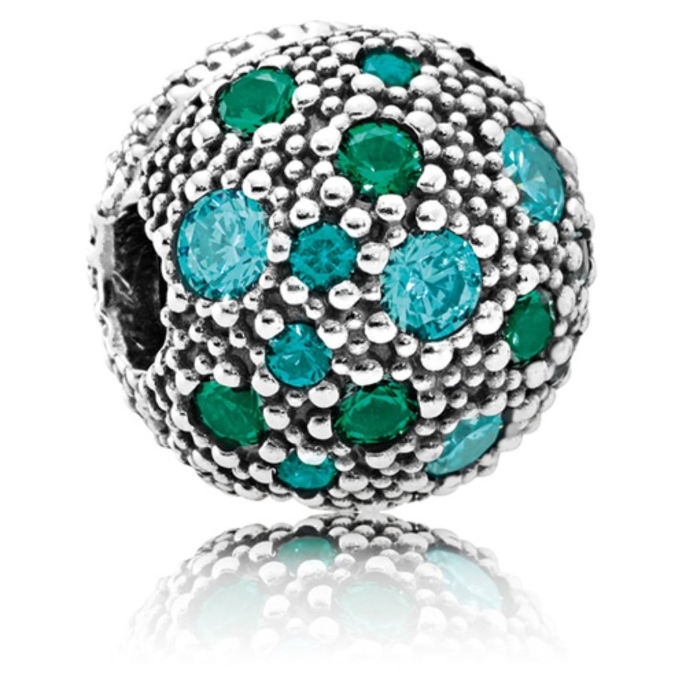 Pandora Cosmic Stars Clip with Green and Teal Zirconia RETIRED Set of 2